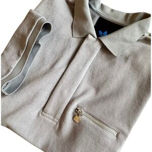 Adidas X Blue Version Polo‎  Men's Large Gray Tie-Break Snap Button Zip Pocket
